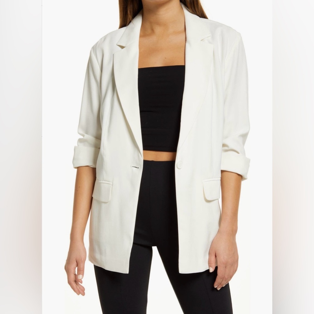 Open Edit Unstructured Classic White Relaxed Blazer